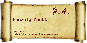 Hanzely Anett névjegykártya